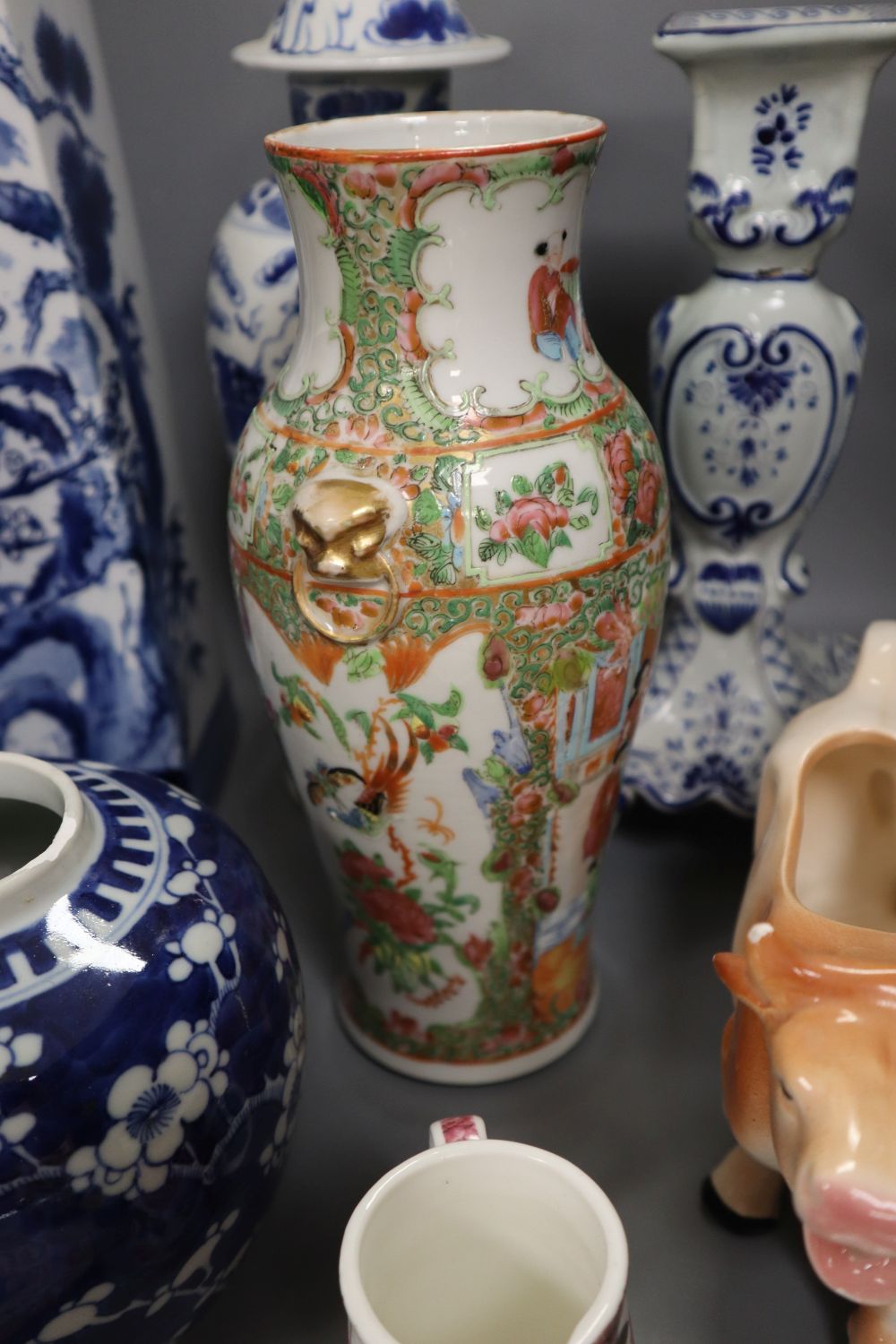 A group of Chinese porcelain vases and dishes, 19th century and later, and some European ceramics,